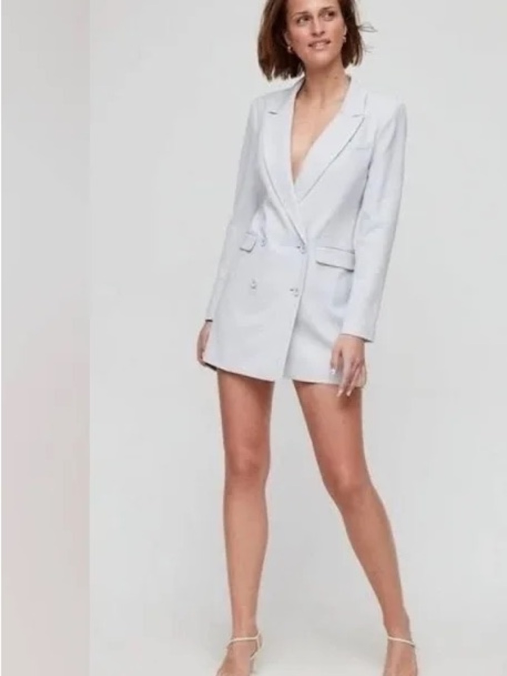 Babaton Aritzia Amell Blazer Dress - Light Grey Mini - Size 2